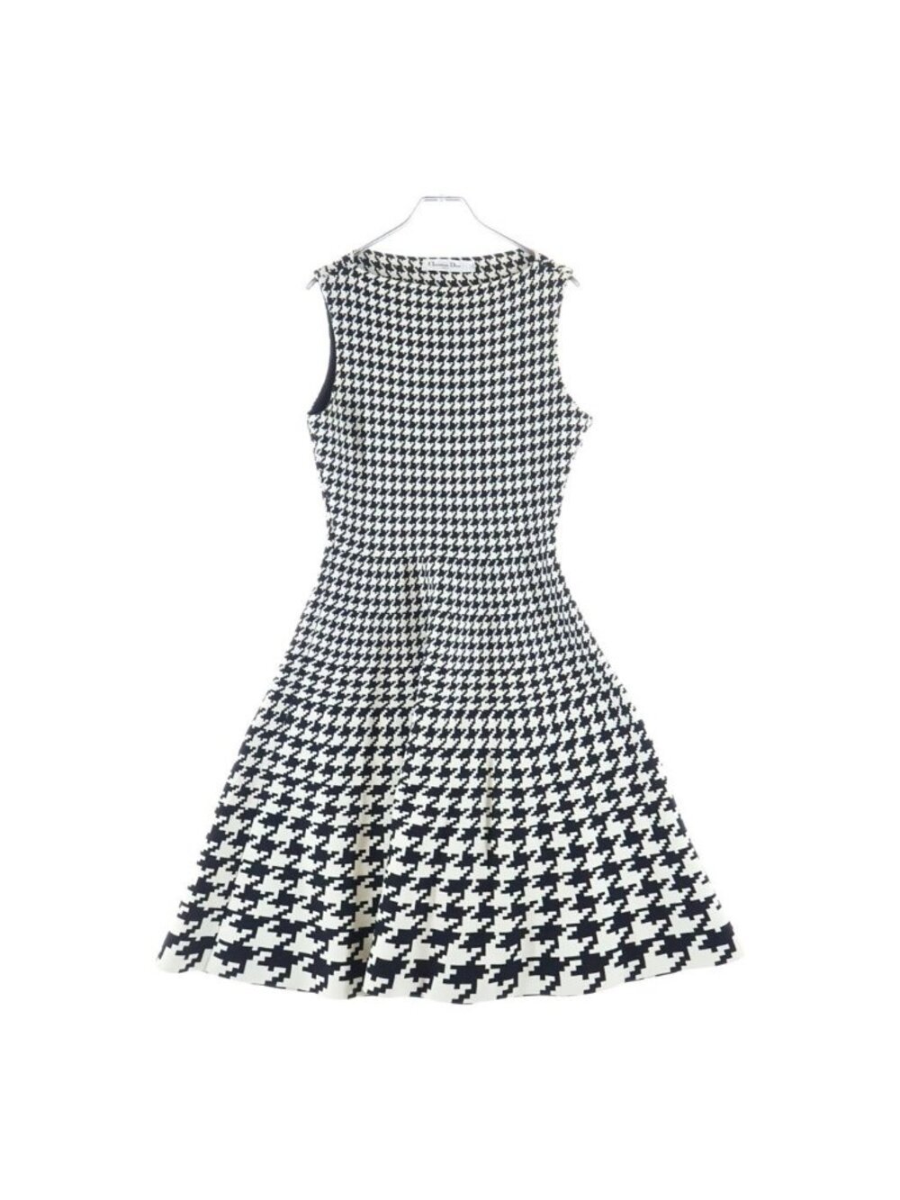 Dior Houndstooth Technical Knit Sleeveless Dress Black White
